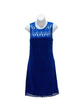 Trina Turk Womens Blue Crochet Lace Sleeveless Dress Size 8 Made Of 100% Cotton